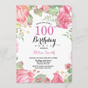 Botanische Bloemen 100ste verjaardag Uitnodiging