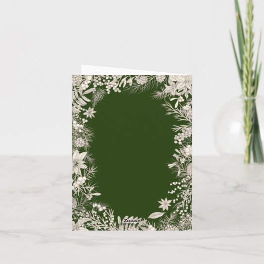 Botanische Bloemen 1 foto Groen Vrolijk Kerstfeest Feestdagen Kaart (Achterkant)