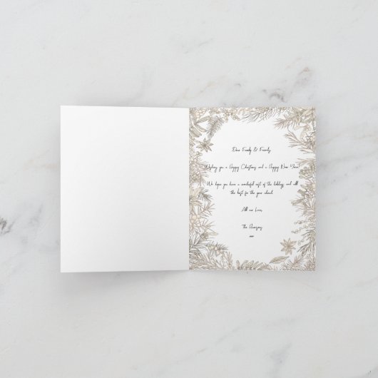 Botanische Bloemen 1 foto Groen Vrolijk Kerstfeest Feestdagen Kaart (Binnen)