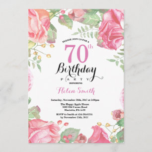 Botanische Bloemen 70ste verjaardag Uitnodiging