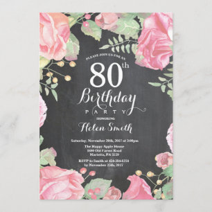 Botanische Bloemen 80ste verjaardag Uitnodiging
