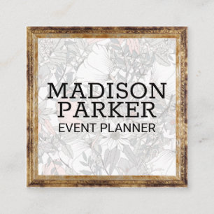 Botanische bloemen   ANTIEK LIJST Vierkante Visitekaartje