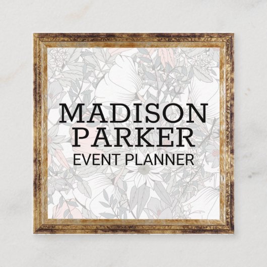 Botanische bloemen | ANTIEK LIJST Vierkante Visitekaartje (Voorkant)