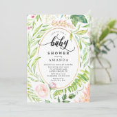 Botanische Bloemen Baby shower Uitnodiging (Staand voorkant)