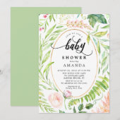 Botanische Bloemen Baby shower Uitnodiging (Voorkant / Achterkant)