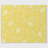 Botanische Bloemen Bladeren Groen Zonnegeel Cadeaupapier (Vlak)