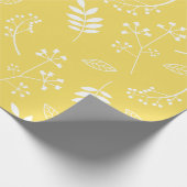 Botanische Bloemen Bladeren Groen Zonnegeel Cadeaupapier (Hoek)