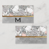 Botanische Bloemen Bloemen Goud Metaal Visitekaartje (Voorkant / Achterkant)