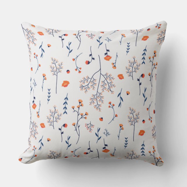 Botanische Bloemen Bloemen Patroon 20"x 20" Kussen (Voorkant)