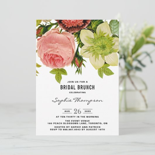 Botanische bloemen  Bridal Brunch Invitation Kaart (Staand voorkant)