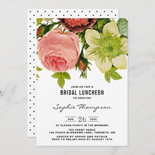 Botanische bloemen  Bridal Luncheon Kaart (Voorkant / Achterkant)