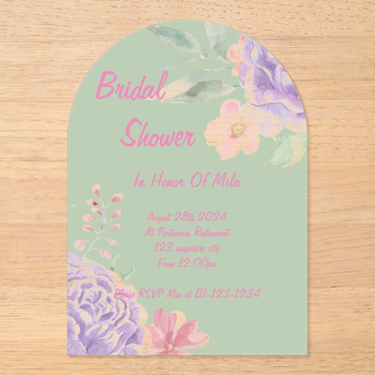 Botanische Bloemen Bruids Douche uitnodiging (Voorkant)