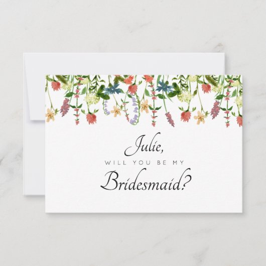 Botanische Bloemen Bruidsmeisje Kaart (Voorkant)