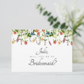 Botanische Bloemen Bruidsmeisje Kaart (Staand voorkant)