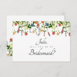 Botanische Bloemen Bruidsmeisje Kaart