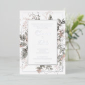 Botanische Bloemen Bruiloft Folie Uitnodiging (Staand Voorkant)