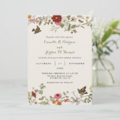  Botanische Bloemen Bruiloft Kaart (Staand voorkant)