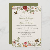  Botanische Bloemen Bruiloft Kaart (Voorkant / Achterkant)