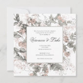 Botanische Bloemen Bruiloft Kaart (Voorkant)