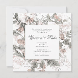 Botanische Bloemen Bruiloft Kaart