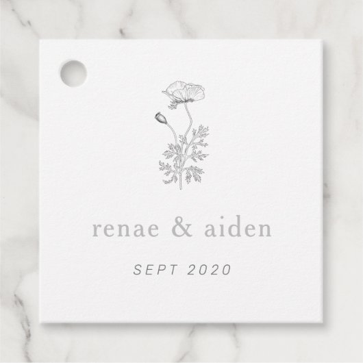 Botanische Bloemen Bruiloft label, Bloemen Bedankjes Labels (Voorkant)