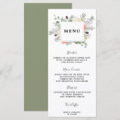 Botanische Bloemen Bruiloft Menukaarten Menu (Voorkant / Achterkant)