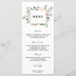 Botanische Bloemen Bruiloft Menukaarten Menu