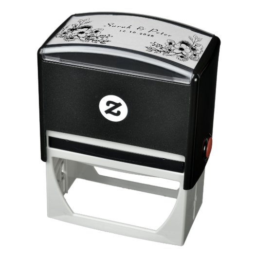 Botanische Bloemen Bruiloft Monogram Zelfinktende Stempel (Product)