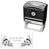 Botanische Bloemen Bruiloft Monogram Zelfinktende Stempel (In situ)