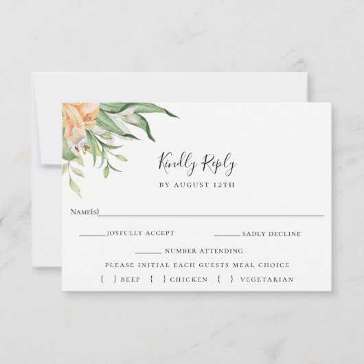 Botanische Bloemen Bruiloft RSVP Maaltijdkeuze Kaa (Voorkant)