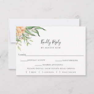 Botanische Bloemen Bruiloft RSVP Maaltijdkeuze Kaa Kaartje
