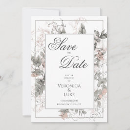 Botanische Bloemen Bruiloft Save The Date