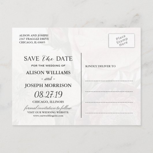  Botanische Bloemen Bruiloft Save the Date Aankondigingskaart (Achterkant)