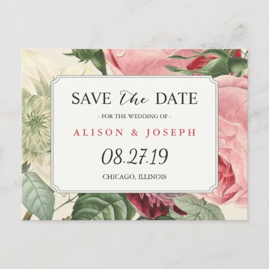 Botanische Bloemen Bruiloft Save the Date Aankondigingskaart (Voorkant)