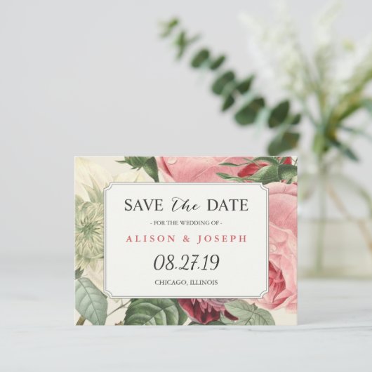  Botanische Bloemen Bruiloft Save the Date Aankondigingskaart (Staand voorkant)