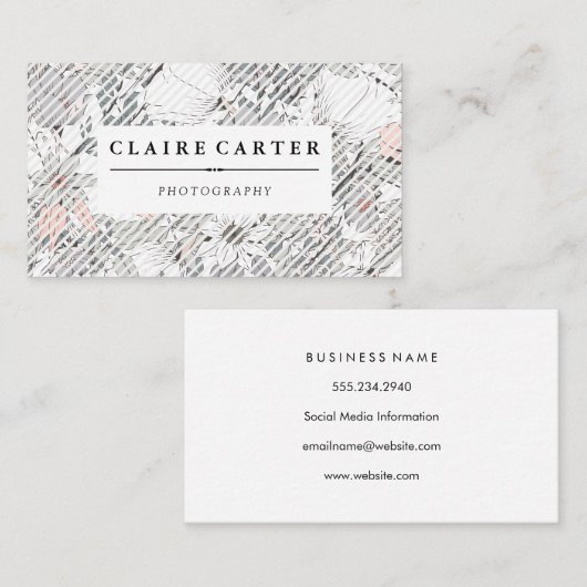 Botanische bloemen: diagonale strepen visitekaartje (Voorkant / Achterkant)