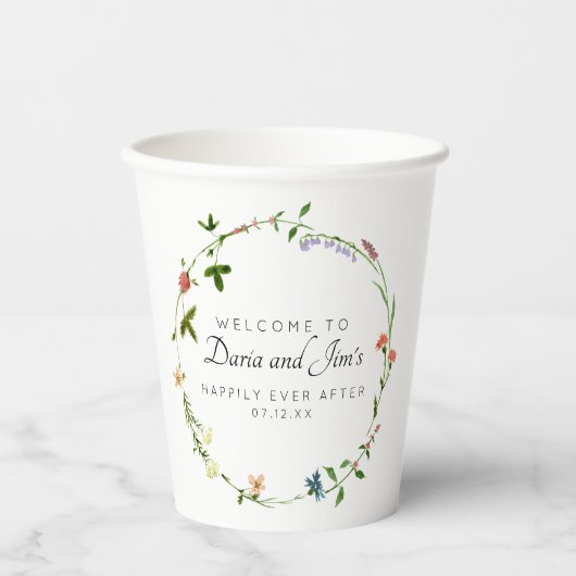 Botanische Bloemen Drank Papier Cups Papieren Bekers (Voorkant)
