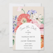 Botanische Bloemen Elegante Bruiloft Save the Date (Voorkant)