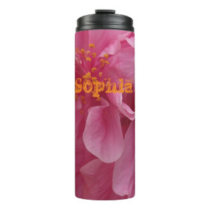 Botanische Bloemen Elegante Moderne Chic Roze Mono Thermosbeker