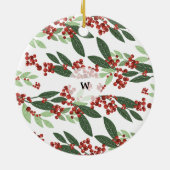 Botanische Bloemen Elegantie Kerstmis Foto Keramisch Ornament (Achterkant)