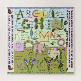 Botanische bloemen en bugs ABC Alfabet Puzzle Legpuzzel