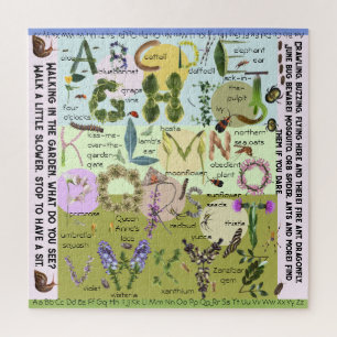 Botanische bloemen en bugs ABC Alfabet Puzzle Legpuzzel