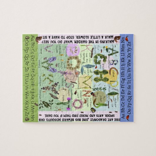 Botanische bloemen en bugs ABC Alfabet Puzzle Legpuzzel (Horizontaal)