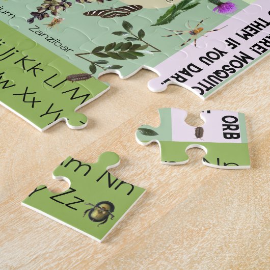 Botanische bloemen en bugs ABC Alfabet Puzzle Legpuzzel (Zijkant)