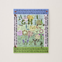 Botanische bloemen en bugs ABC Alfabet Puzzle Legpuzzel