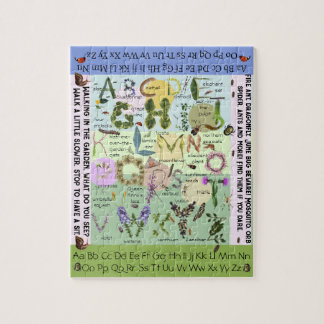 Botanische bloemen en bugs ABC Alfabet Puzzle Legpuzzel