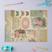 Botanische bloemen en  ephemera-ontkoppeling tissuepapier (Craft)