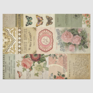 Botanische bloemen en ephemera-ontkoppeling tissuepapier