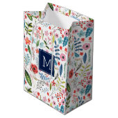 Botanische bloemen en luiken, kleurrijk patroon medium cadeauzakje (Voorkant Gekanteld)