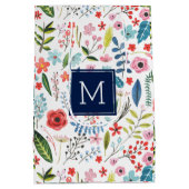 Botanische bloemen en luiken, kleurrijk patroon medium cadeauzakje (Achterkant)